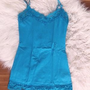 Turquoise lace tank top